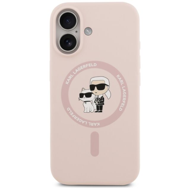 Case Karl Lagerfeld Silicone  Karl&Choupette Ring MagSafe for iPhone 17 pink - imagine 3