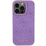 Guess GUHCP15LP4EPMU iPhone 15 Pro 6.1" light purple hardcase Leather 4G Stamped - imagine 3
