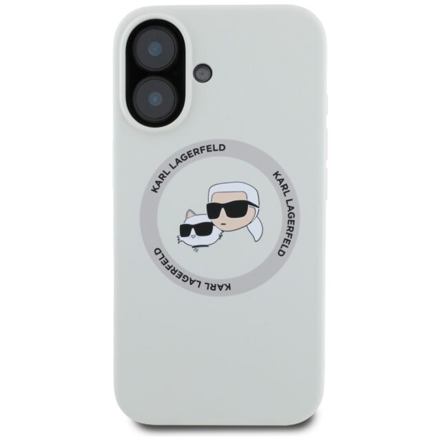 Case Karl Lagerfeld Silicone Double Heads And Circle MagSafe for iPhone 16 beige - imagine 3