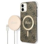 Guess Set GUBPN61H4EACSW Case+ Charger iPhone 11 6,1" brown hard case 4G Print MagSafe