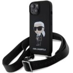 Karl Lagerfeld KLHCP15SSCBSKNK iPhone 15/ 14 / 13 6.1" hardcase black Crossbody Silicone Ikon