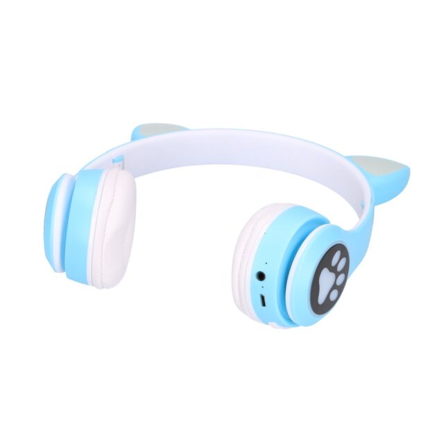 Extralink Kids Cat-Ear Wireless Headphones Blue | Wireless Headphones | Bluetooth 5.0, RGB Lighting - imagine 4