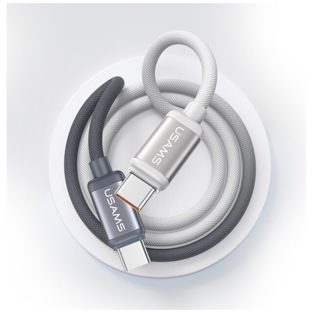 Cable USAMS Bicolor Series SJ756 PD 60W  USB-C/USB-C 1.2m black and white - imagine 6