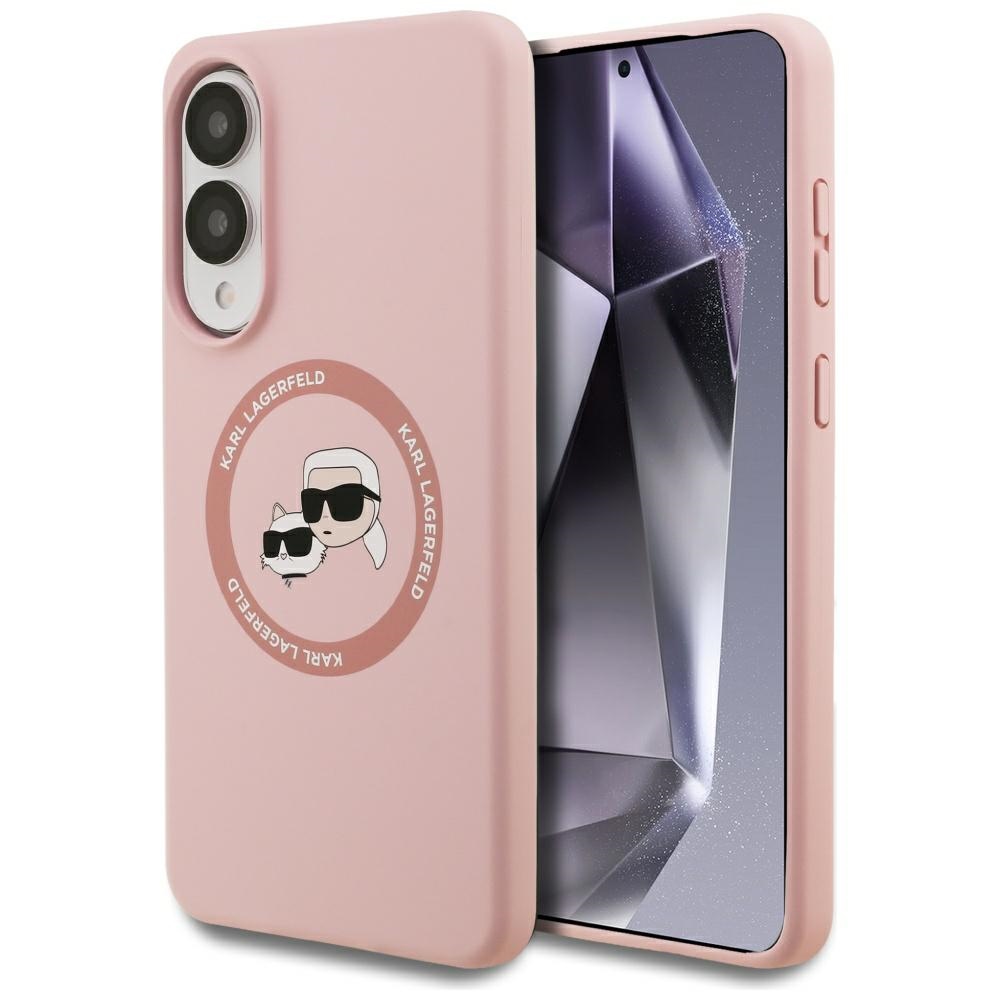 cps-695de304327fc7ea6879e2dcb1d31791-2025-12-06-07-28-10 Case Karl Lagerfeld Silicone Double Heads And Circle MagSafe for Samsung Galaxy S25 Edge pink - imagine 1