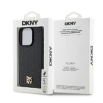 DKNY DKHMP15LPSHRPSK iPhone 15 Pro 6.1 inch black hardcase Leather Pattern Monogram Metal Logo MagSa - imagine 8