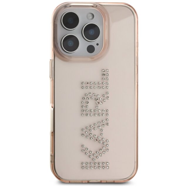 Case Karl Lagerfeld IML Rhinestones Logo for iPhone 16 Pro Max pink - imagine 3