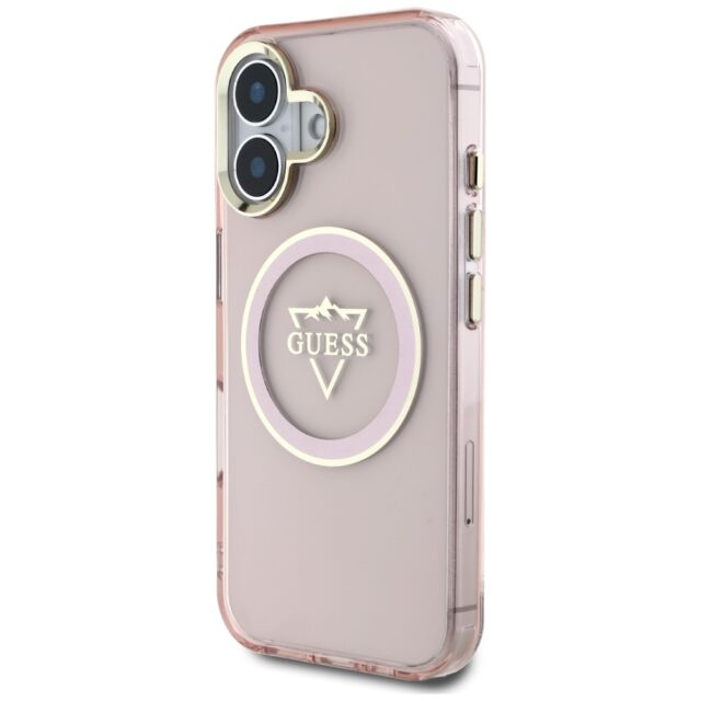 Case Guess IML Metal Mountain Logo MagSafe for iPhone 16 pink - imagine 2