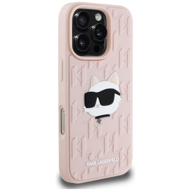 Case Karl Lagerfeld 3D Rubber Monogram & Choupette for iPhone 16 Pro pink - imagine 4
