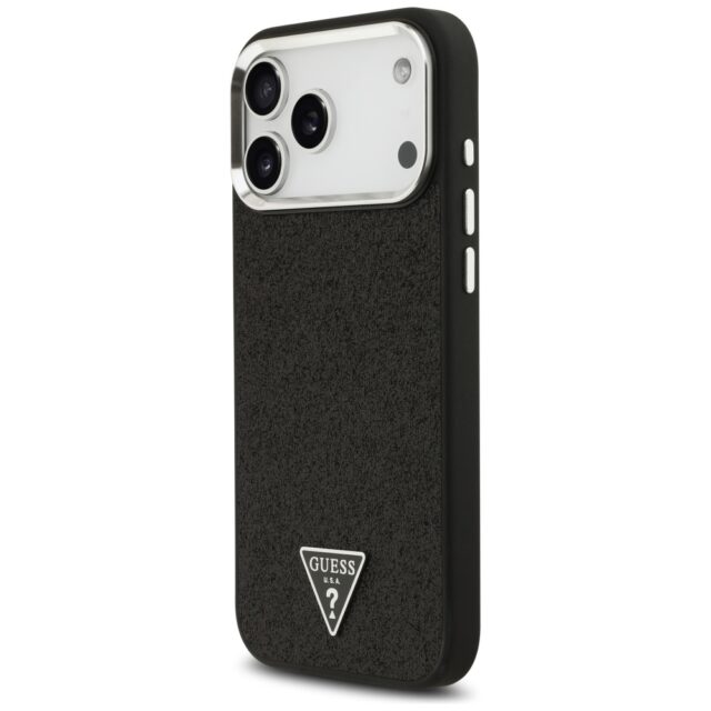 Case Guess Glitter Triangle Logo MagSafe for iPhone 17 Pro Max black - imagine 2