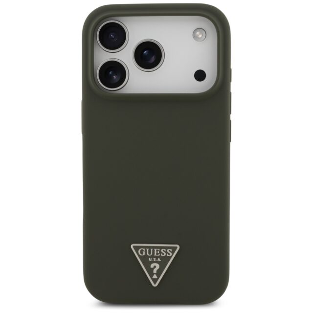 Case Guess Silicone Triangle Logo MagSafe for iPhone 17 Pro khaki - imagine 3