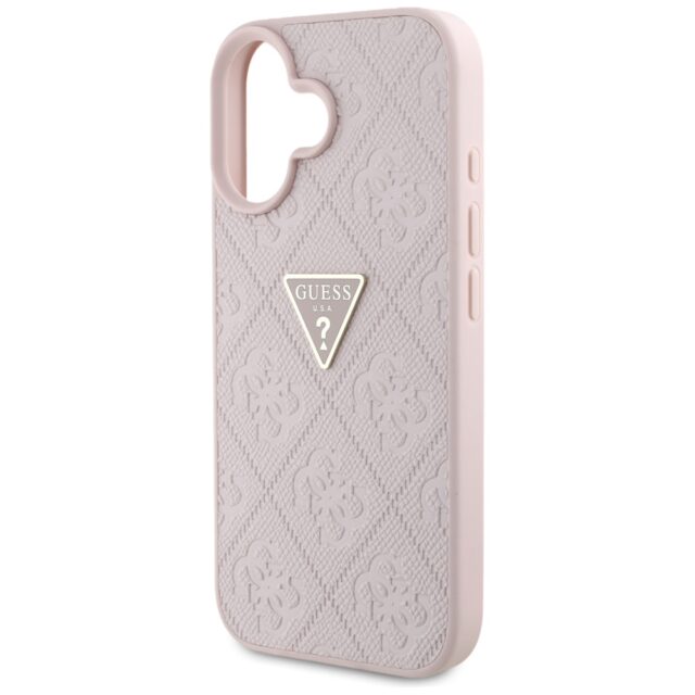 Case Guess Hot Stamp 4G Pattern Triangle Metal Logo for iPhone 16 pink - imagine 6