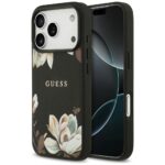 Guess Grained Flowers Classic Logo MagSafe case for iPhone 17 Pro black
