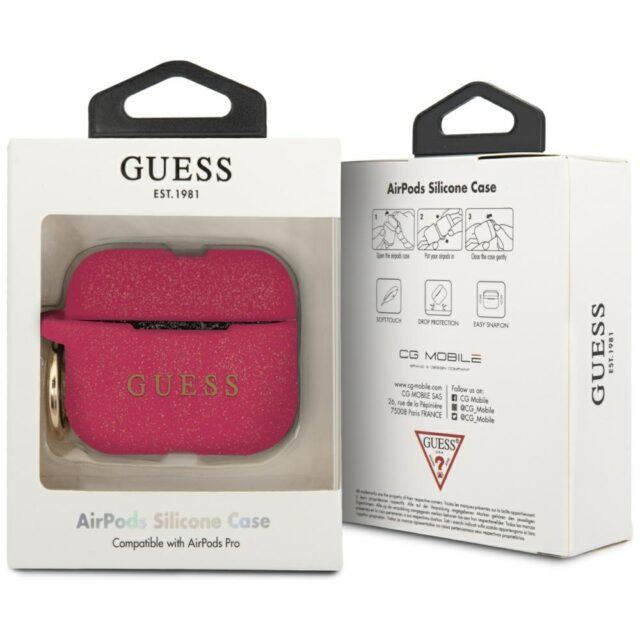 Guess GUACAPSILGLFU AirPods Pro cover fuschia Silicone Glitter - imagine 4