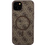 Guess GUHMP14SG4GFRW iPhone 14 / 15 / 13 6.1" brown hardcase 4G Collection Leather Metal Logo - imagine 3