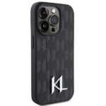 Karl Lagerfeld KLHCP15LPKLPKLK iPhone 15 Pro 6.1" black hardcase Leather Monogram Hot Stamp Me - imagine 4