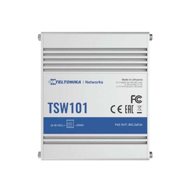 Teltonika TSW101 | PoE+ Switch | 5x RJ45 1000Mb/s, 4x PoE+, 60W - imagine 3