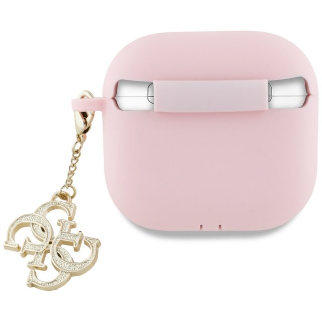 Guess GUA4LECG4P AirPods 4 cover pink Silicone 4G Charm - imagine 2