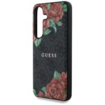 Guess Leather 4G Flowers Print Metal Classic Logo MagSafe Samsung Galaxy S25 case black - imagine 6