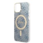 Guess Set GUBPP14SH4EACSB Case+Charger iPhone 14 / 15 / 13 6,1" blue hard case 4G Print - imagine 6