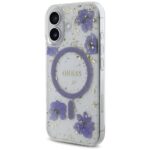 Case Guess Resin Flowers Glitter MagSafe for iPhone 16 purple - imagine 2