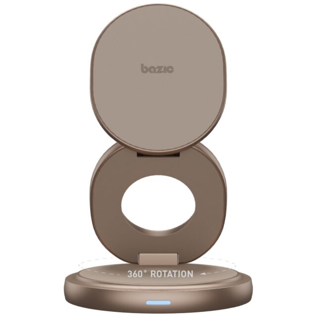 Wireless Charger Bazic Gomag Gyre Foldable 3in1 15W Fast Charging gold - imagine 5