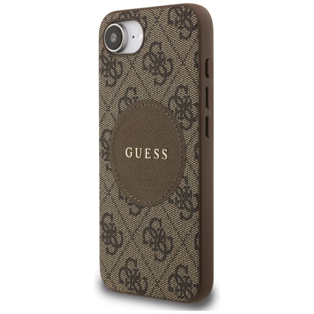 Case Guess 4G Circle Classic Logo MagSafe for iPhone 16e brown - imagine 2