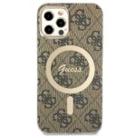 Guess Set GUBPP12MH4EACSW Case+ Charger iPhone 12/12 Pro brown hard case 4G Print MagSafe - imagine 3