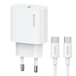 USAMS Charger 1xUSB-C T65 PD20WPD Fast Charging US-CC226 + Cable USB-C/USB-C US-SJ711 60W white