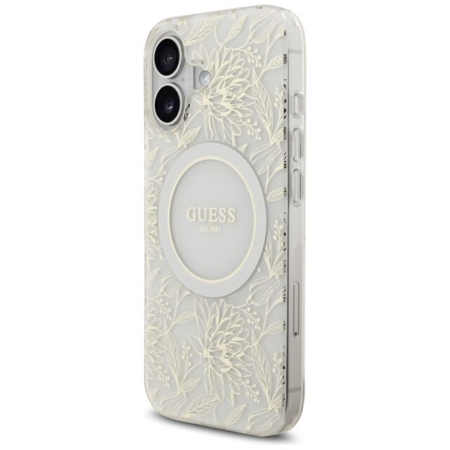 Guess IML Flowers Electro Pearl Strap MagSafe case for iPhone 17 white - imagine 3