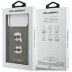 Karl Lagerfeld FW Grained Karl & Choupette Heads Pins & Logo Case for iPhone 17 Pro Max Gray - imagine 8