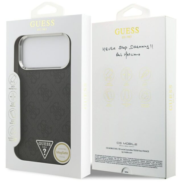 Case Guess 4G Triangle Logo MagSafe for iPhone 17 Pro Max black silver - imagine 8
