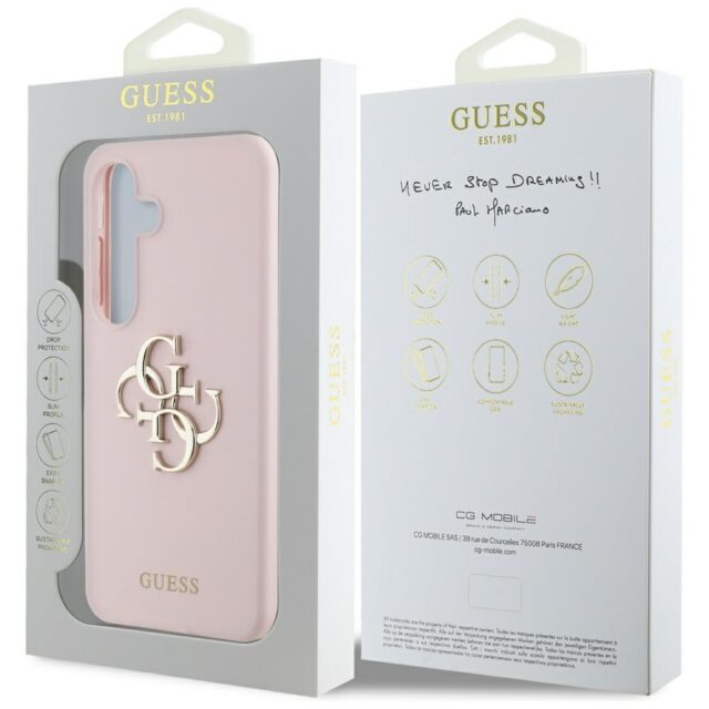 Case Guess Silicone Big 4G Logo Bottom Script Samsung Galaxy S25 pink - imagine 8