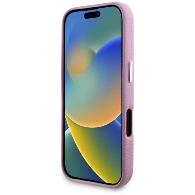 Case Karl Lagerfeld Saffiano Full Wrapped Elongated Metal Logo MagSafe for iPhone 16 pink - imagine 5