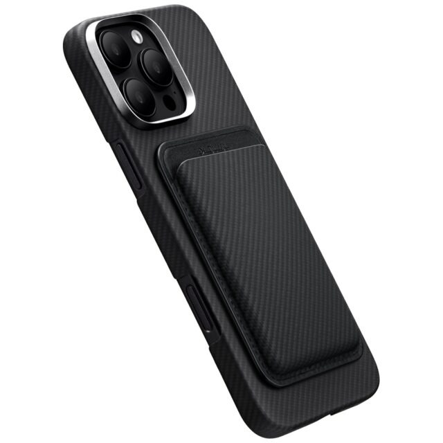 Magnetic wallet PITAKA Woven Wallet MagSafe for phone black grey - imagine 3