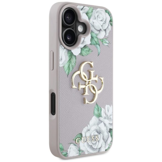 Case Guess Grained Roses Big 4G logo for iPhone 16 purple - imagine 4