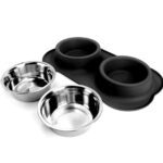 Extralink Pets Double Pet Bowl, Metal Non-Slip 2 Bowls + Mat pet-836 - imagine 2