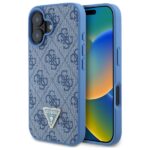 Guess GUHCP16SP4TDPB iPhone 16 6.1" blue hardcase Leather 4G Triangle Strass MagSafe