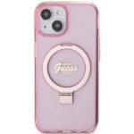 Guess GUHMP15SHRSGSP iPhone 15 / 14 / 13 6.1" pink hardcase Ring Stand Script Glitter MagSafe - imagine 3