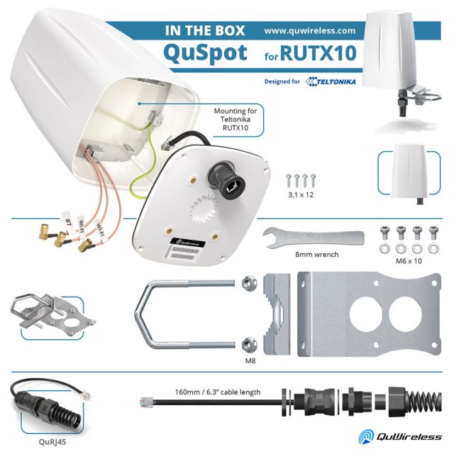 QuWireless QuSpot AX10S | Wi-Fi + Bluetooth Antenna | for Teltonika RUTX10 - imagine 4