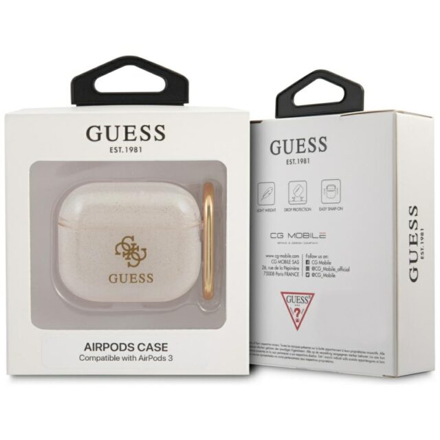 Guess GUA3UCG4GD AirPods 3 cover gold Glitter Collection - imagine 4