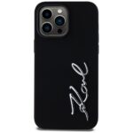 Case Karl Lagerfeld Silicone Metal Script Logo for iPhone 14 Pro Max black - imagine 3