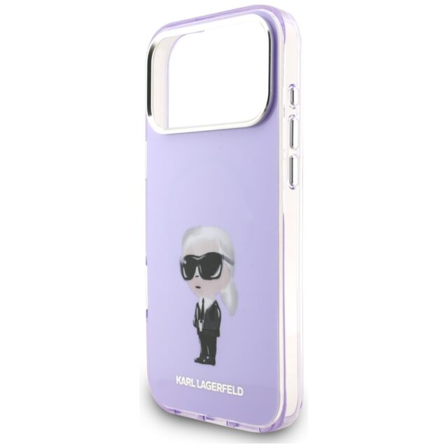 Karl Lagerfeld IML Aquarelle Karl & Choupette & Logo MagSafe Case for iPhone 17 Pro Max Purple - imagine 6