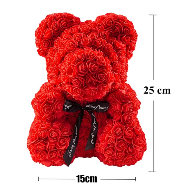 LED Rose Teddy Bear Extralink Home, 25cm Red Rose Set - imagine 3