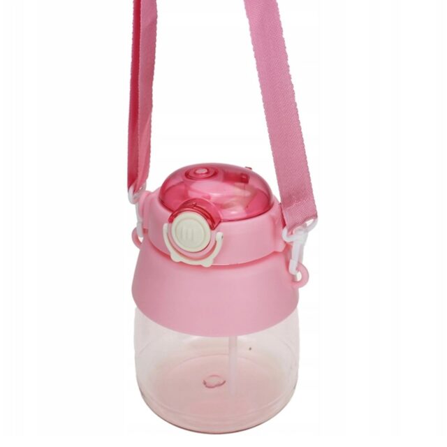 Extralink | Bottle for school, kindergarten | water bottle, with straw, strap, 1L, pink - imagine 6