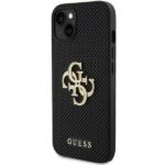 Guess GUHCP15SPSP4LGK iPhone 15 / 14 / 13 6.1" black hardcase Leather Perforated 4G Glitter Lo - imagine 2