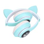 Extralink Kids Cat-Ear Wireless Headphones Green | Wireless Headphones | Bluetooth 5.0, RGB Lighting - imagine 2