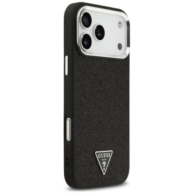 Case Guess Glitter Triangle Logo MagSafe for iPhone 17 Pro Max black - imagine 4