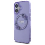 Guess GUHMP16SHFWFCU iPhone 16 6.1" purple hardcase IML Flowers Wreath MagSafe - imagine 2