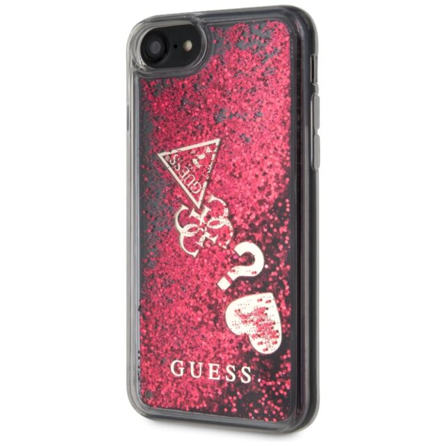 Guess GUHCI8GLHFLRA iPhone 7/8/SE 2020/ SE 2022 raspberr yhard case Glitter Hearts - imagine 2