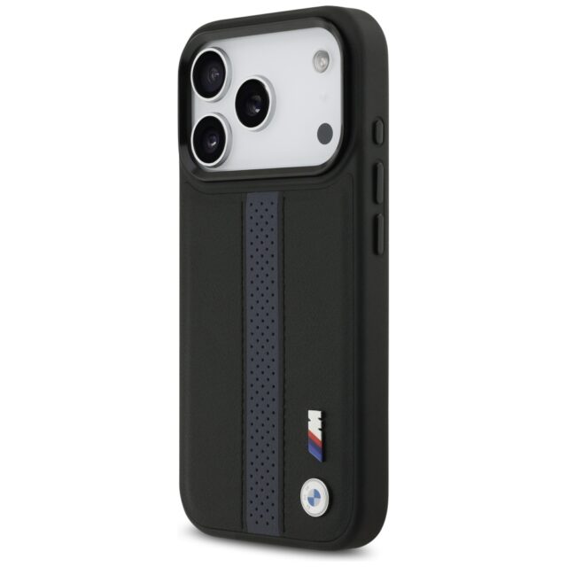 Case BMW M Perforated Stripe Logo MagSafe for iPhone 17 Pro blue - imagine 2